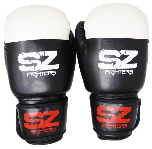 SZ Fighters - Боксови ръкавици (Изкуствена кожа) Gel X Lite - Черни с бял връх​