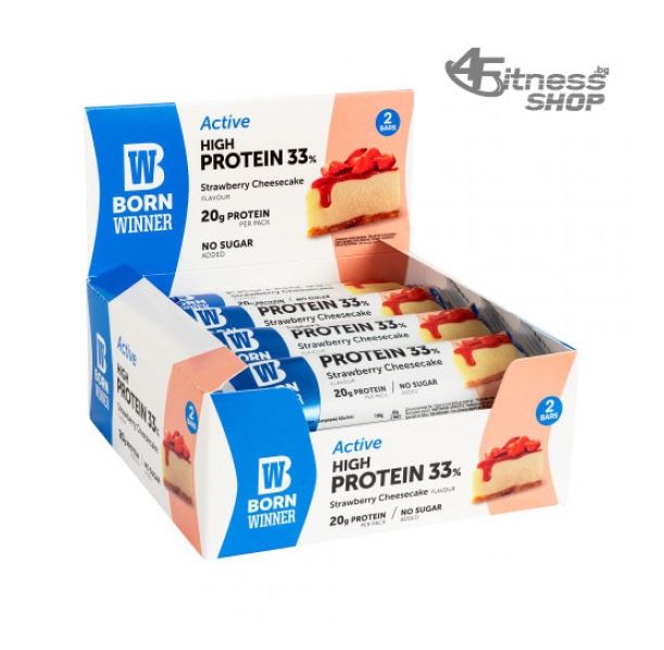 BORN WINNER Active High Protein Bar 33% Strawberry Cheesecake 12x60 гр