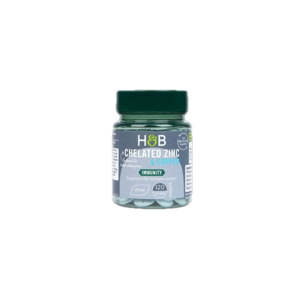 Holland And Barrett - Chelated Zinc & Copper 15mg / 120 Таблетки, 120 дози