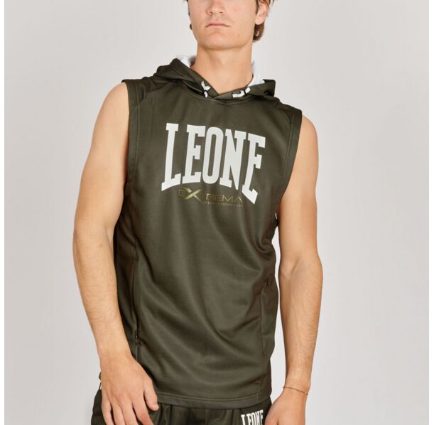 Суитшърт без ръкави - Leone LOGO hooded sleeveless sweatshirt - ABX110 - Green​