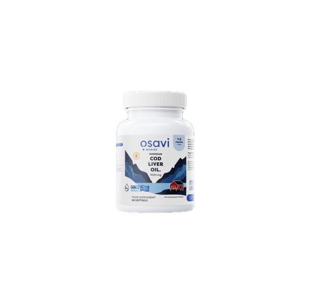 Osavi - Norwegian Cod Liver Oil 1000 mg | Lemon Flavored / 60 Гел капсули, 60 дози