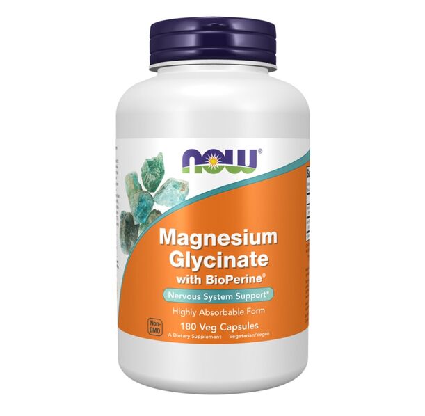NOW Foods - Magnesium Glycinate with BioPerine® | Highly Absorbable Magnesium Bisglycinate (90 дози)