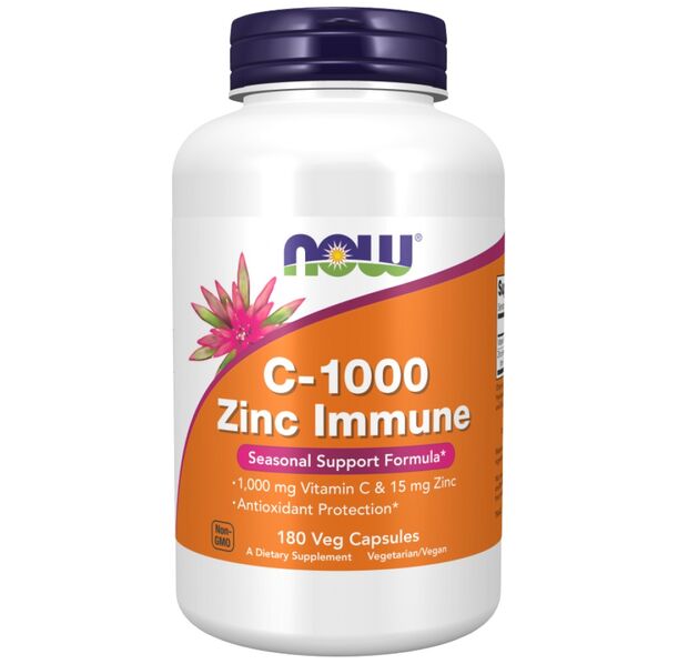 NOW Foods - C-1000 Zinc Immune | Vitamin C + Zinc Bisglycinate (180 дози)