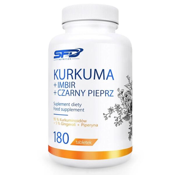 SFD Curcumin + Ginger + Piperine - Куркумин + Джинджифил + Пиперин, Разфасовка 180 tabs