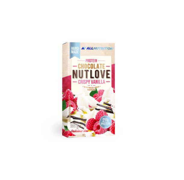 Allnutrition Protein Chocolate - Crispy Vanilla with Rasperry - Протеинов Шоколад, Разфасовка 100g