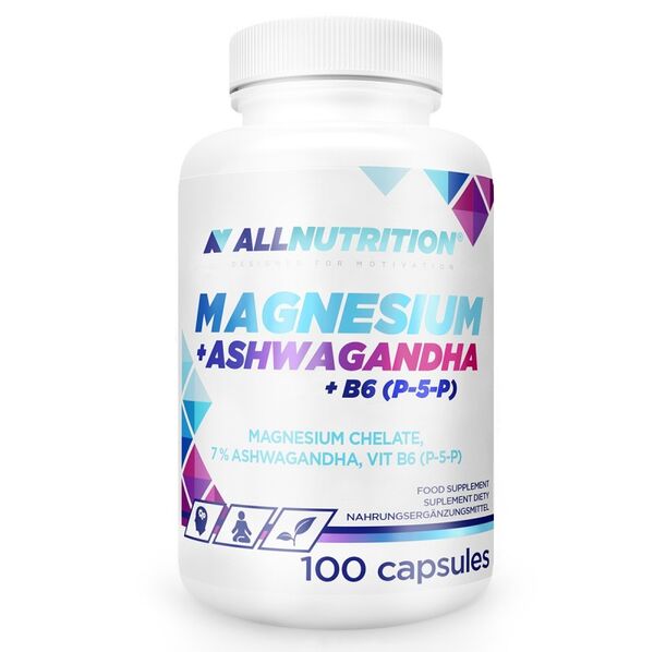 Allnutrition Magnesium + Ashwagandha + B6 - Магнезий + Ашваганда + Витамин B6, Разфасовка 100 caps