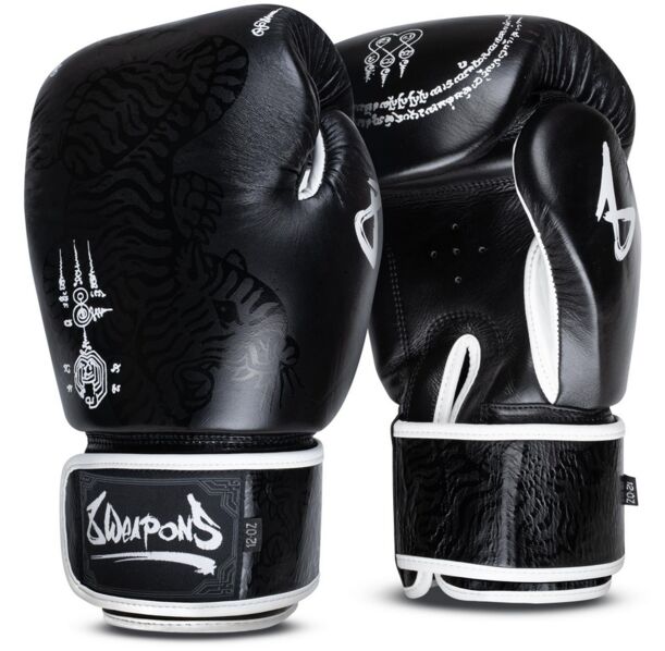 Боксови ръкавици - 8 WEAPONS - Sak Yant Big Tigers Boxing Gloves - Black/Black​
