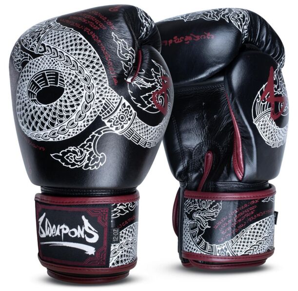 Боксови ръкавици - 8 WEAPONS Boxing Gloves Sak Yant Naga - Black/Maroon
