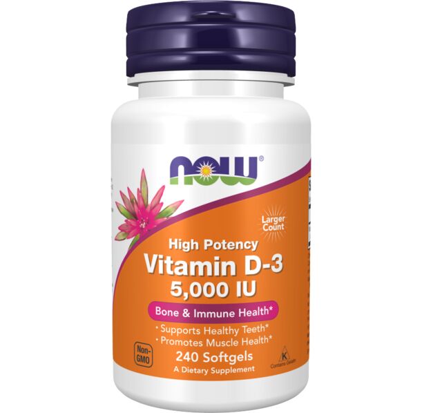 NOW Foods Vitamin D-3 5000 IU / 240 Гел капсули