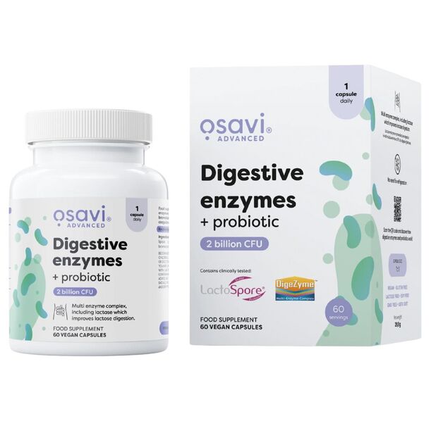 Osavi - Digestive Enzymes + Probiotic | Digezyme + LactoSpore (60 дози)