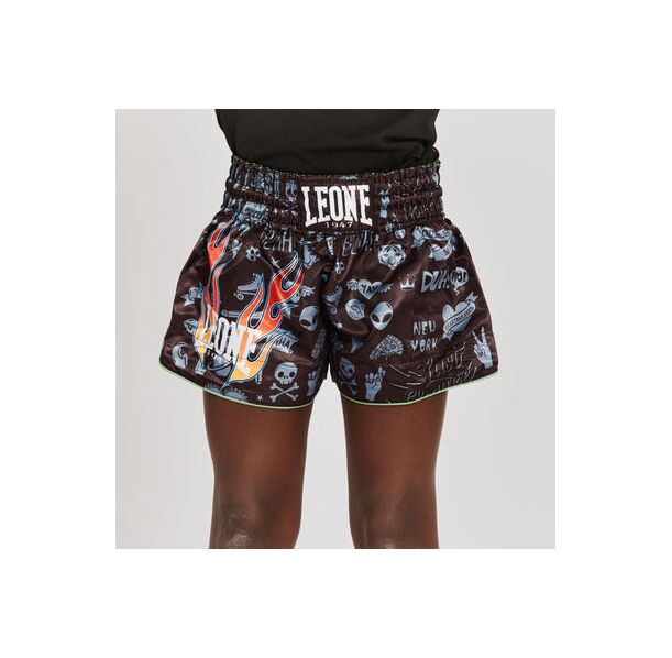  Детски Муай Тай Шорти - LEONE FLAMES KICK SHORTS KIDS - ABJ20 - Black​